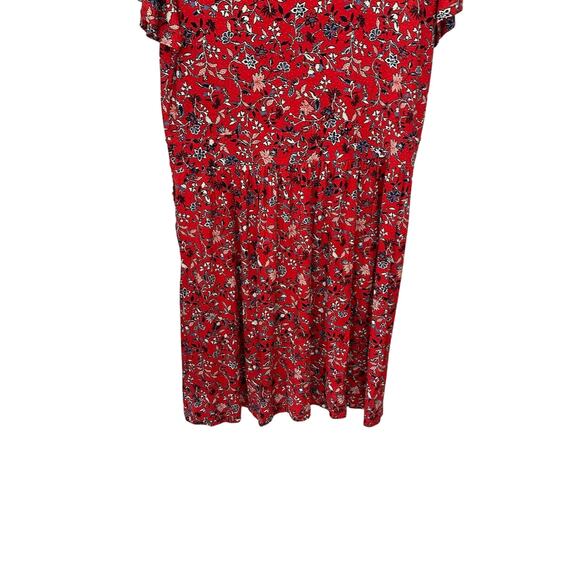 Christopher & Banks Womens XL Dress V Neck Red Floral Stretch Cottage Rayon - Picture 7 of 11